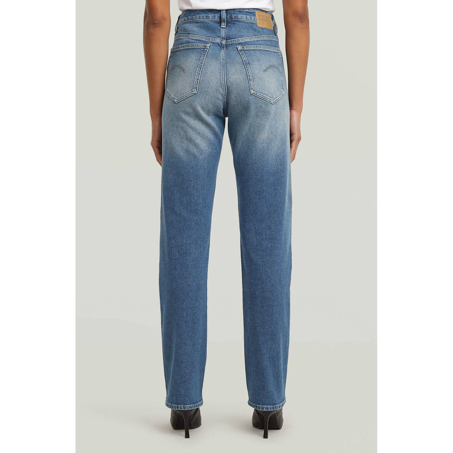 G-STAR high waist straight leg jeans medium blue denim