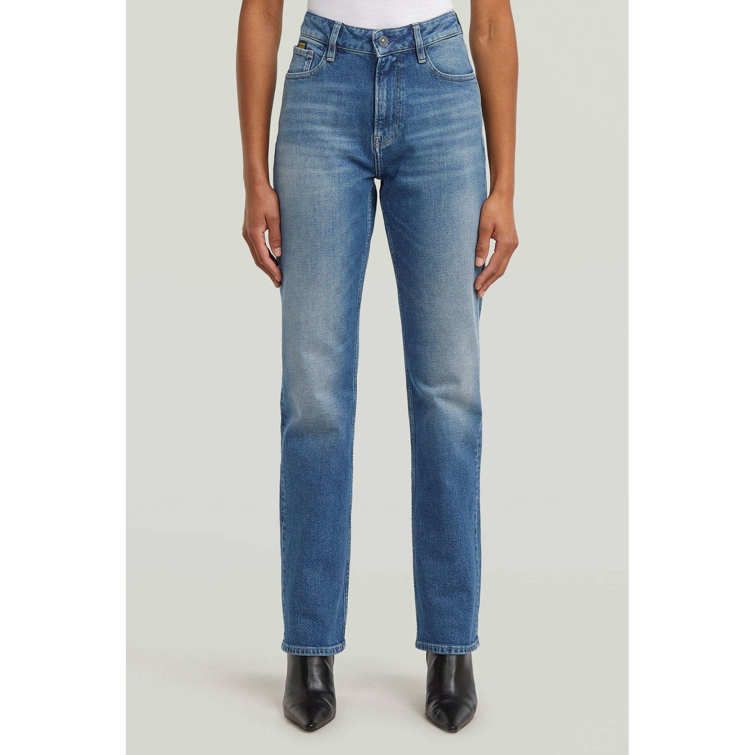 G-STAR high waist straight leg jeans medium blue denim