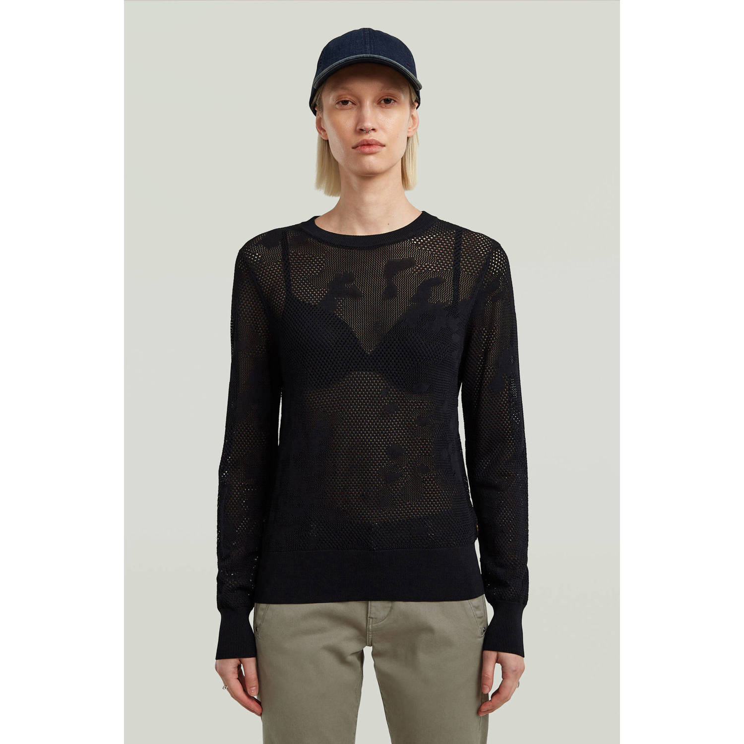 G-Star RAW Pointelle Gebreide Pullover Zwart Dames