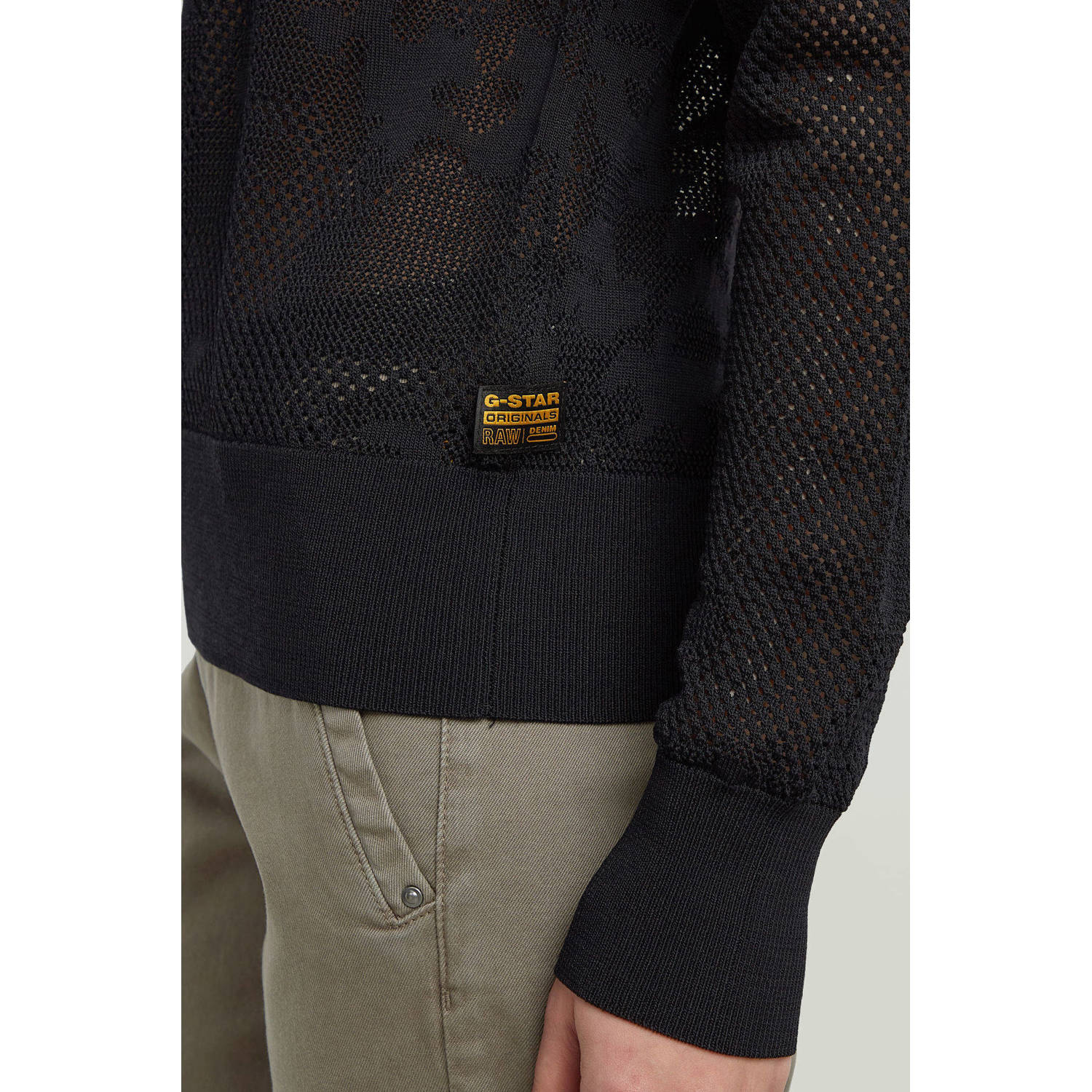 G-STAR mesh top zwart gehaakt