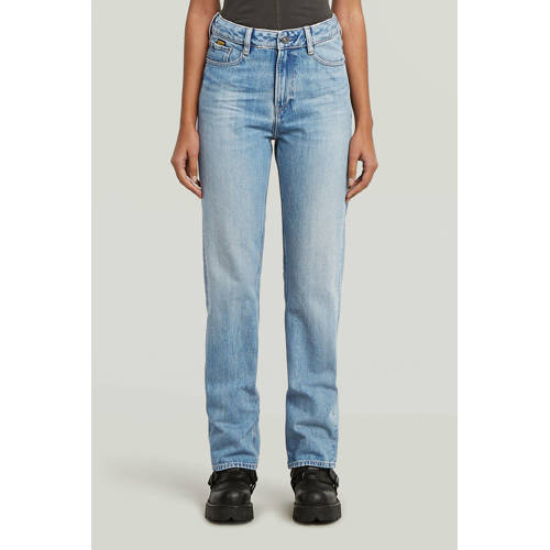 G-STAR high waist straight leg jeans light blue denim afbeelding