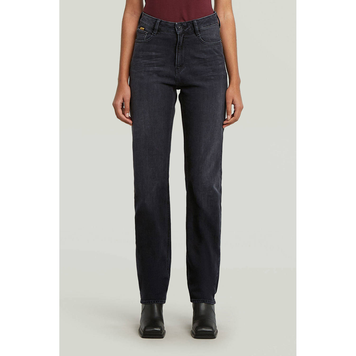 G-STAR high waist straight leg jeans black denim