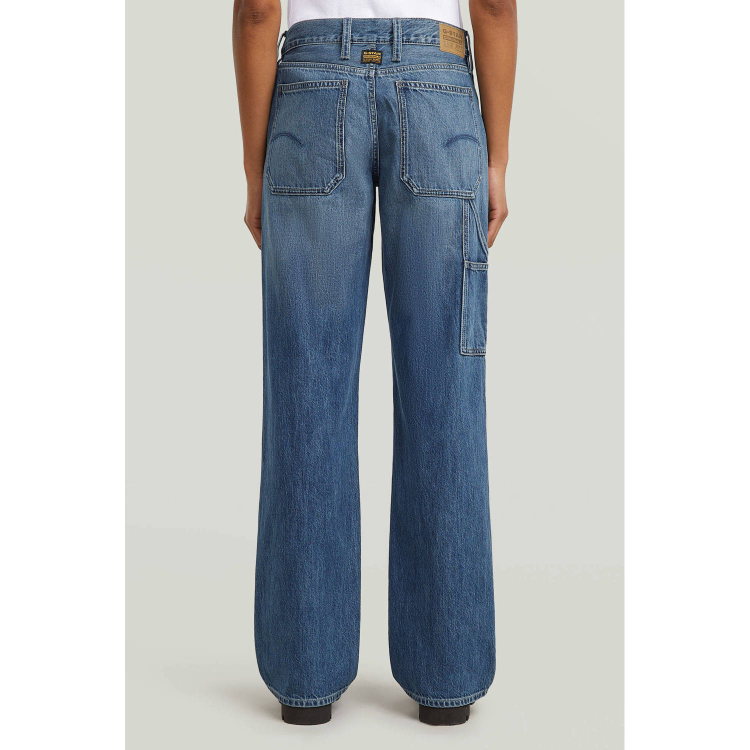 G-STAR high waist straight leg jeans dark blue denim