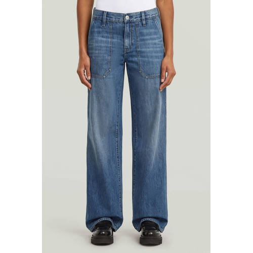 G-STAR high waist straight leg jeans dark blue denim afbeelding