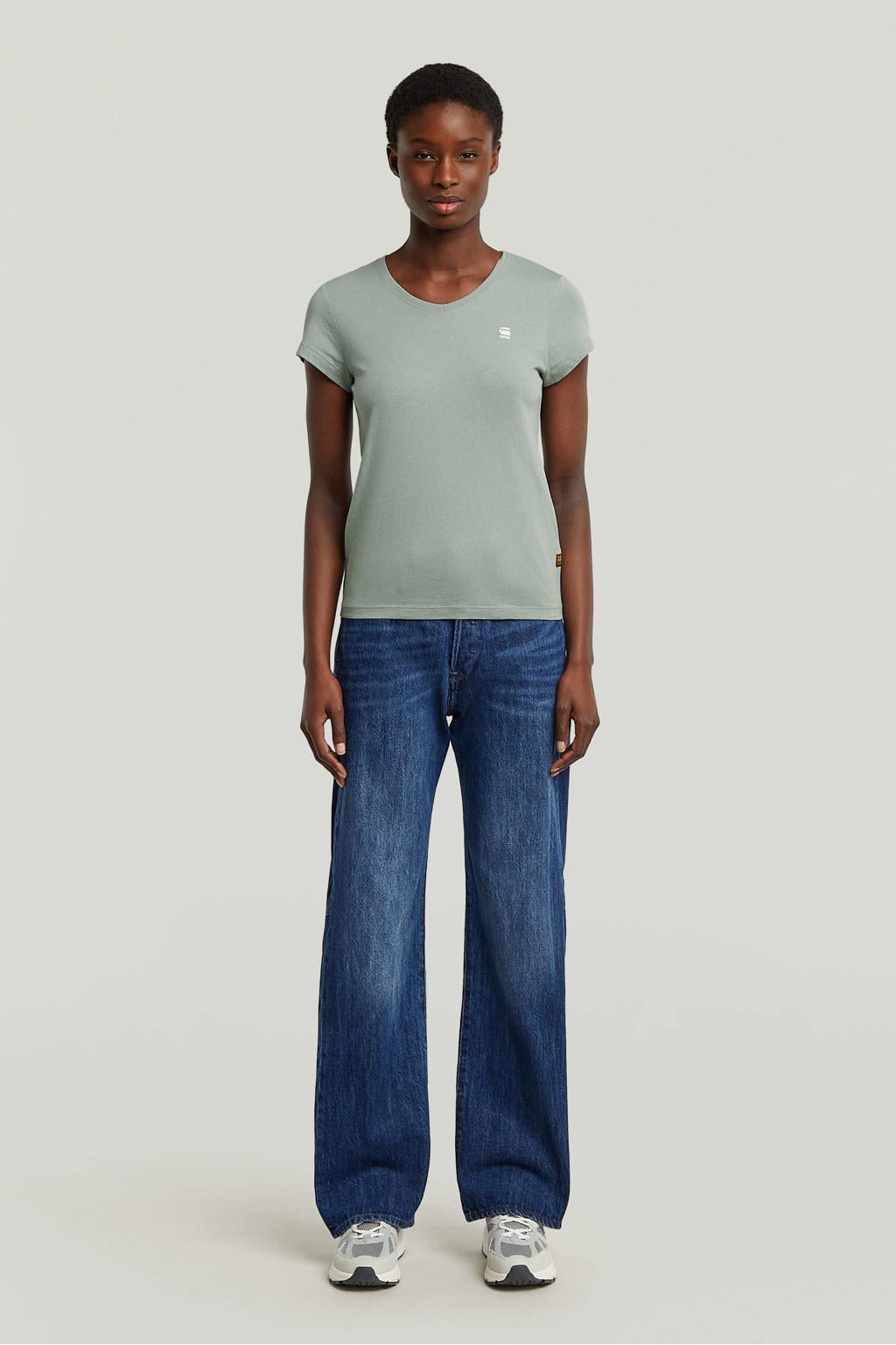 Dark blue denim dames G-STAR boyfriend jeans van denim met regular waist, rits- en knoopsluiting en effen