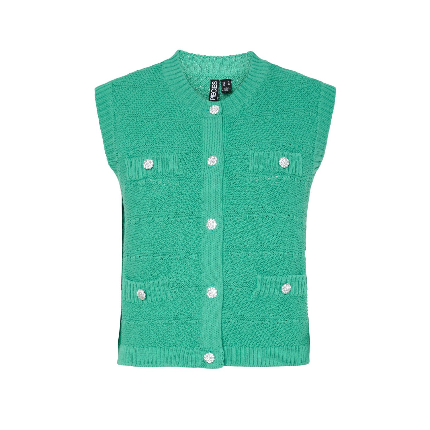 PIECES gilet groen gebreid