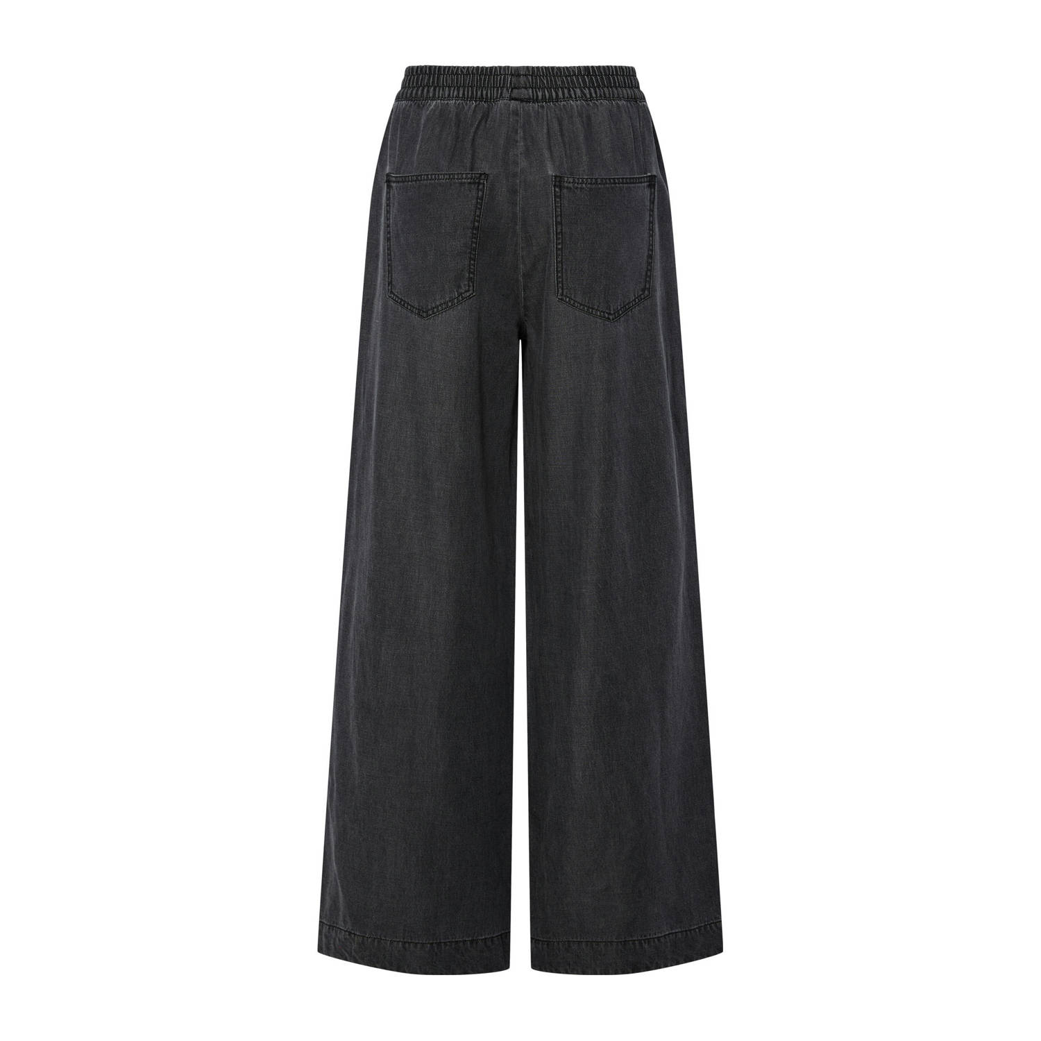PIECES denim wide leg regular waist broek black denim