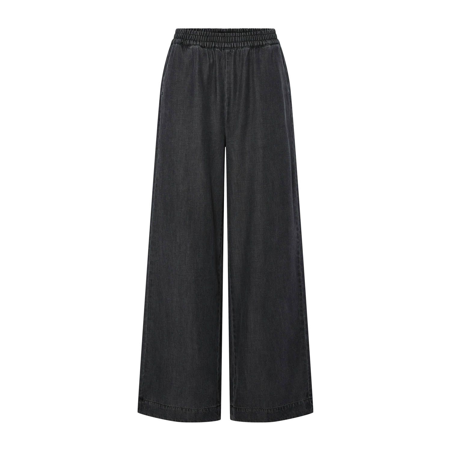 PIECES denim wide leg regular waist broek black denim