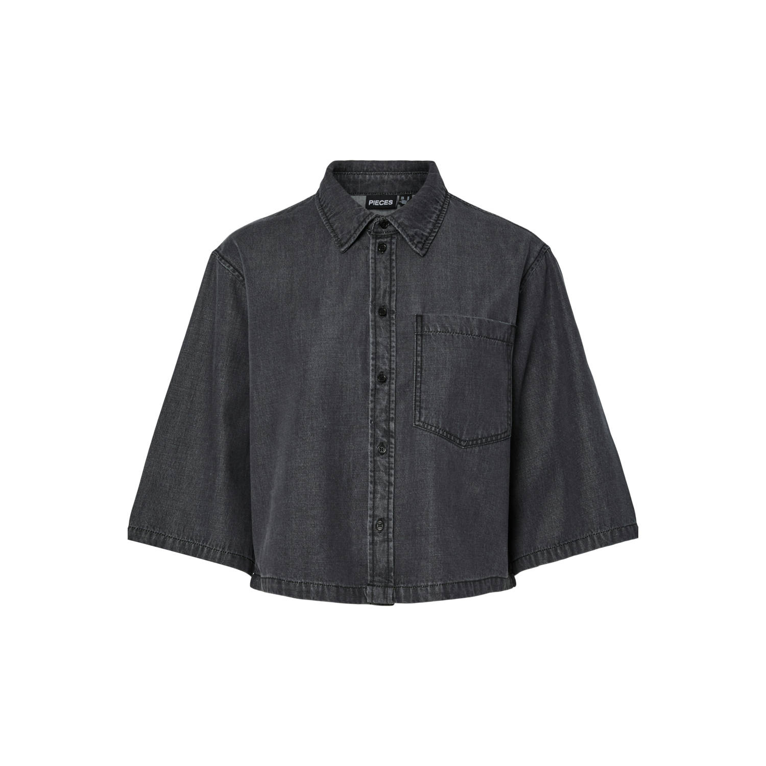 PIECES denim blouse black denim
