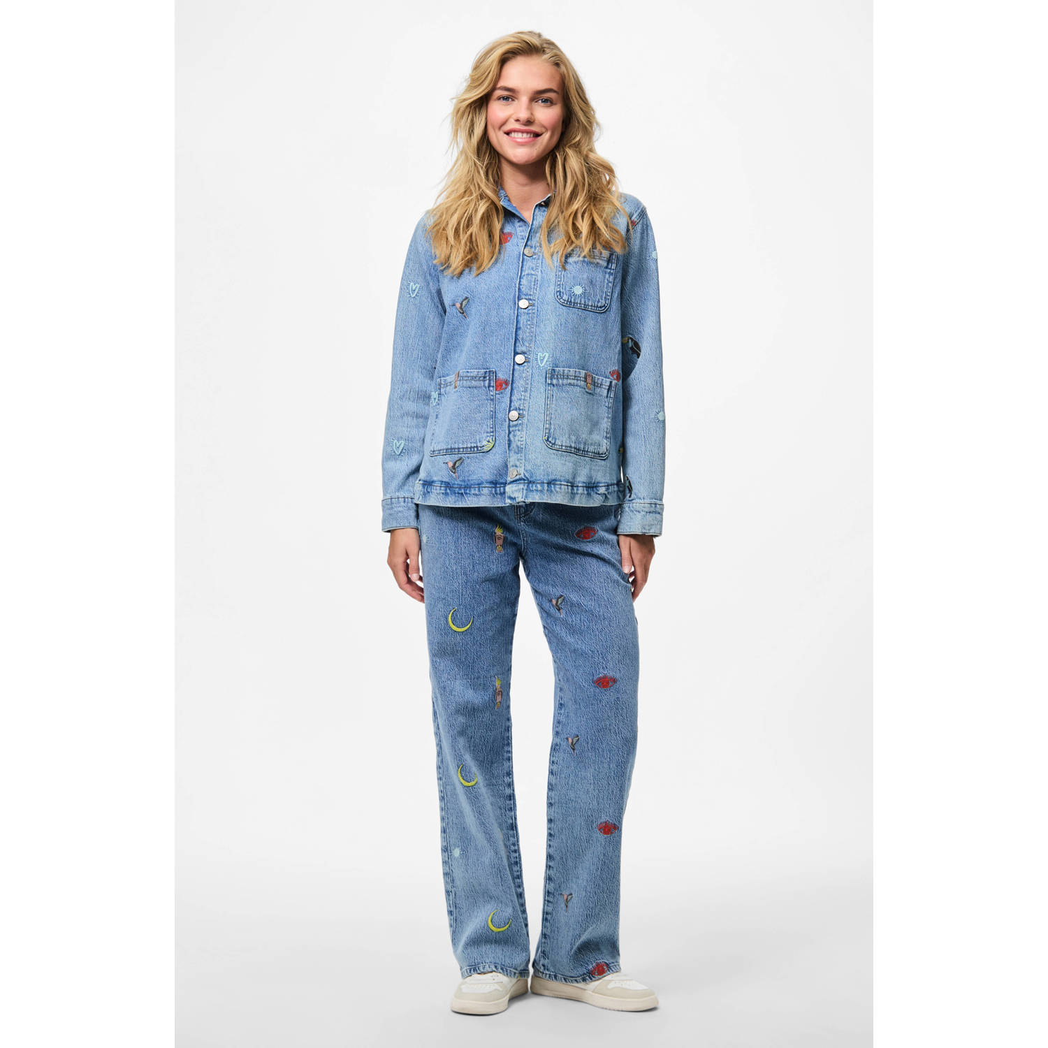 PIECES denim spijkerjas medium blue denim