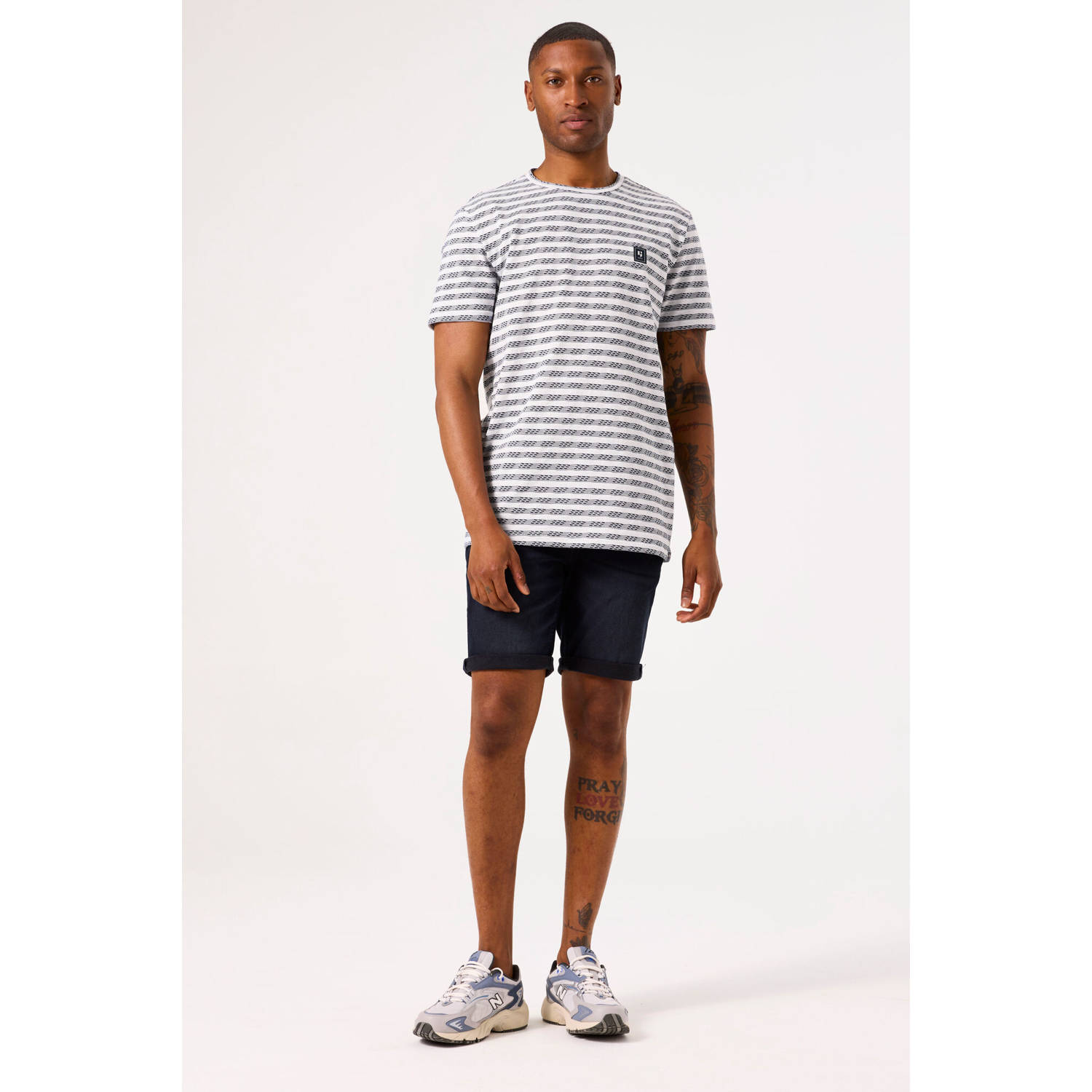 Garcia T-shirt wit blauw