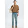 Selected loose fit T-shirt SLHLOOSEOSCAR lichtbruin