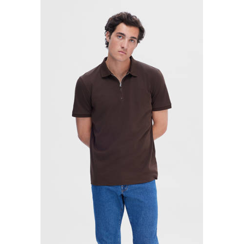 SELECTED HOMME regular polo SLHFAVE bruin afbeelding