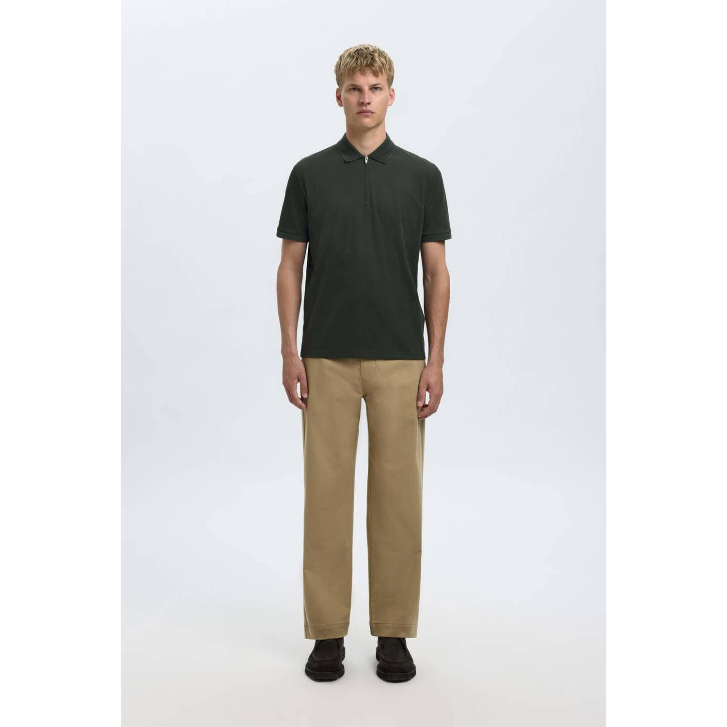 SELECTED HOMME regular polo SLHFAVE donkergroen