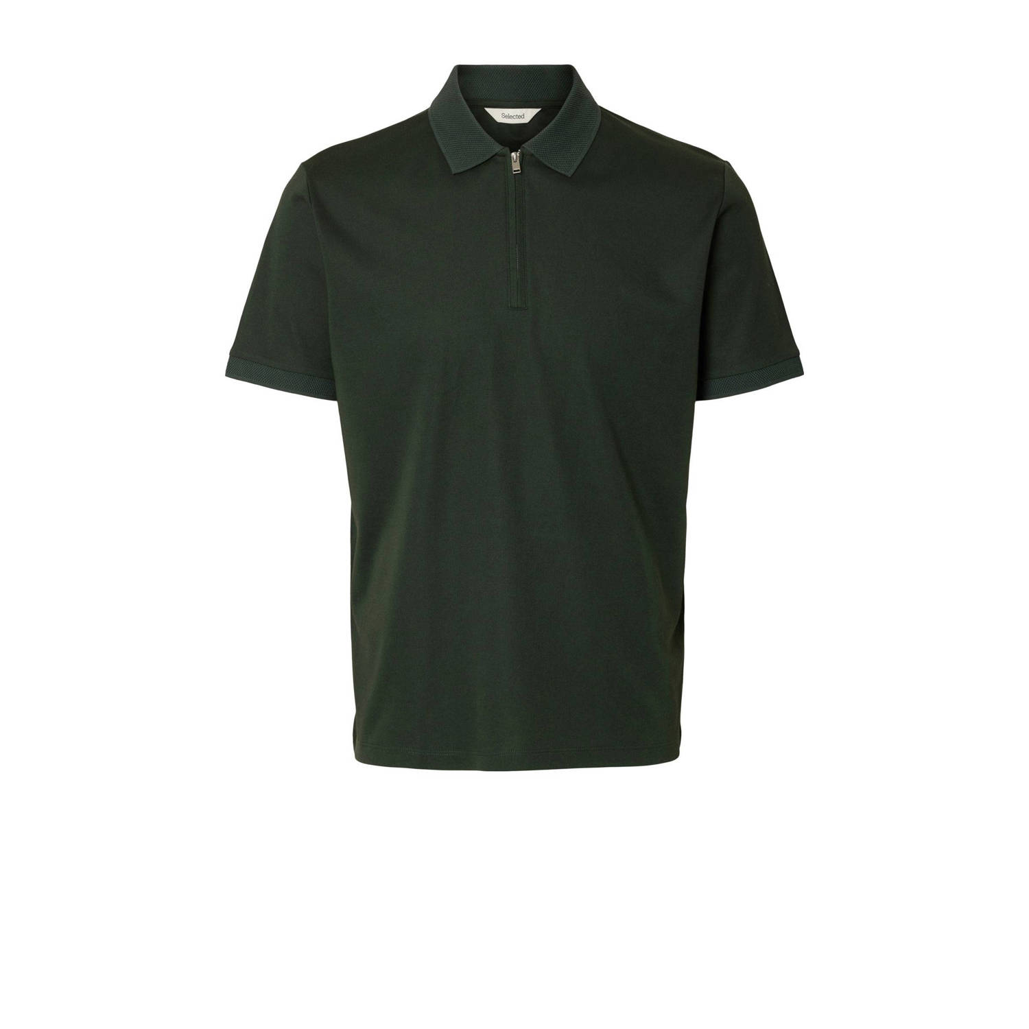 SELECTED HOMME regular polo SLHFAVE donkergroen