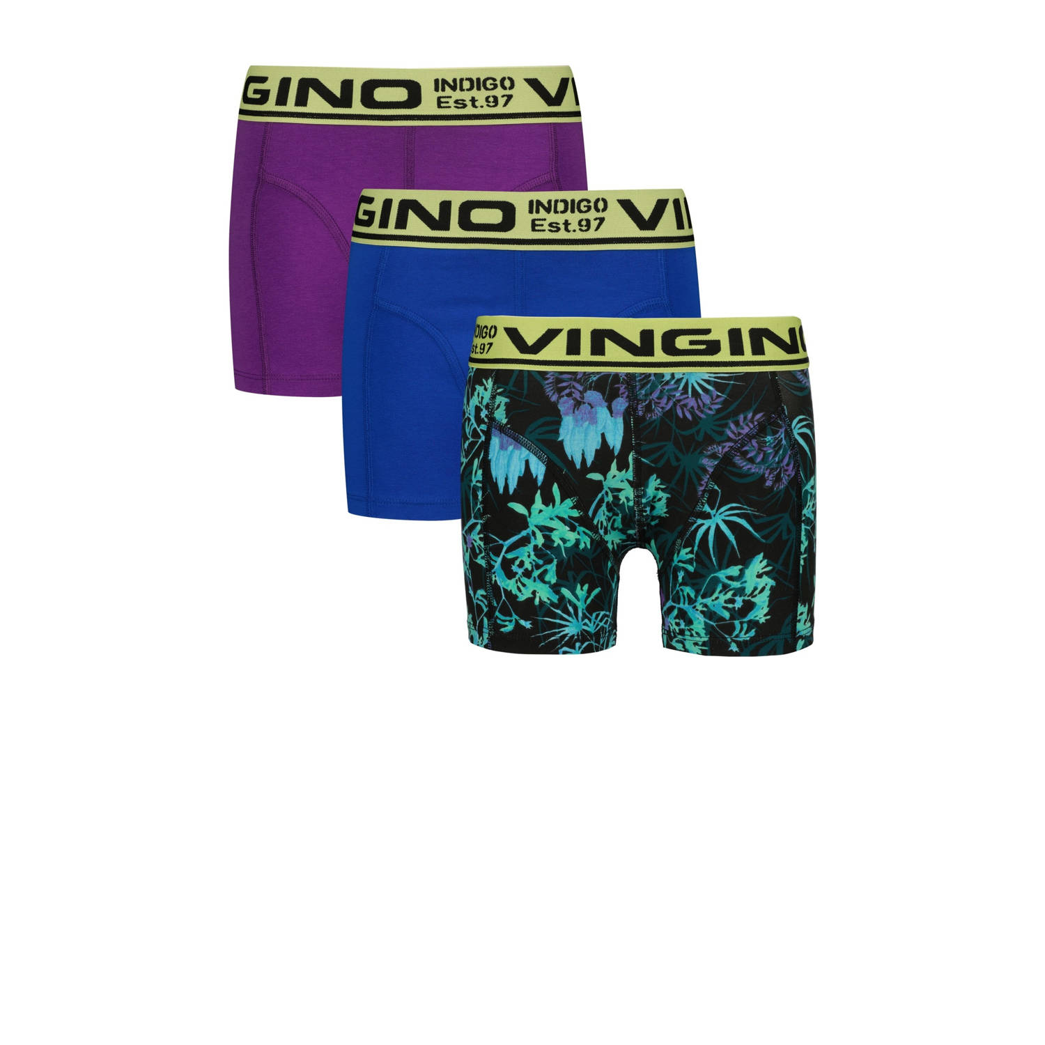 Vingino boxershort set van 3 paars blauw
