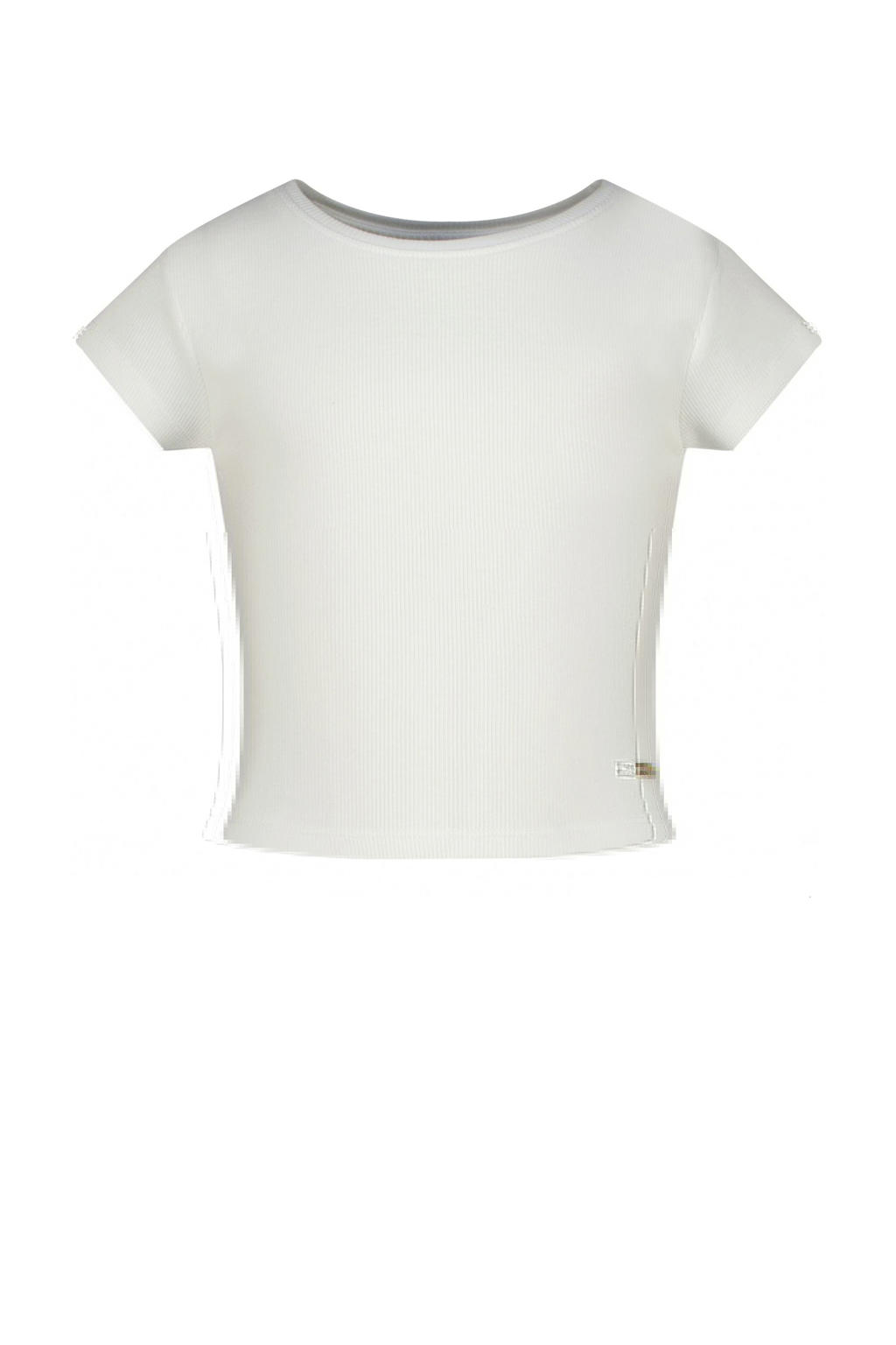Witte meisjes Vingino T-shirt van modal met effen, korte mouwen en ronde hals