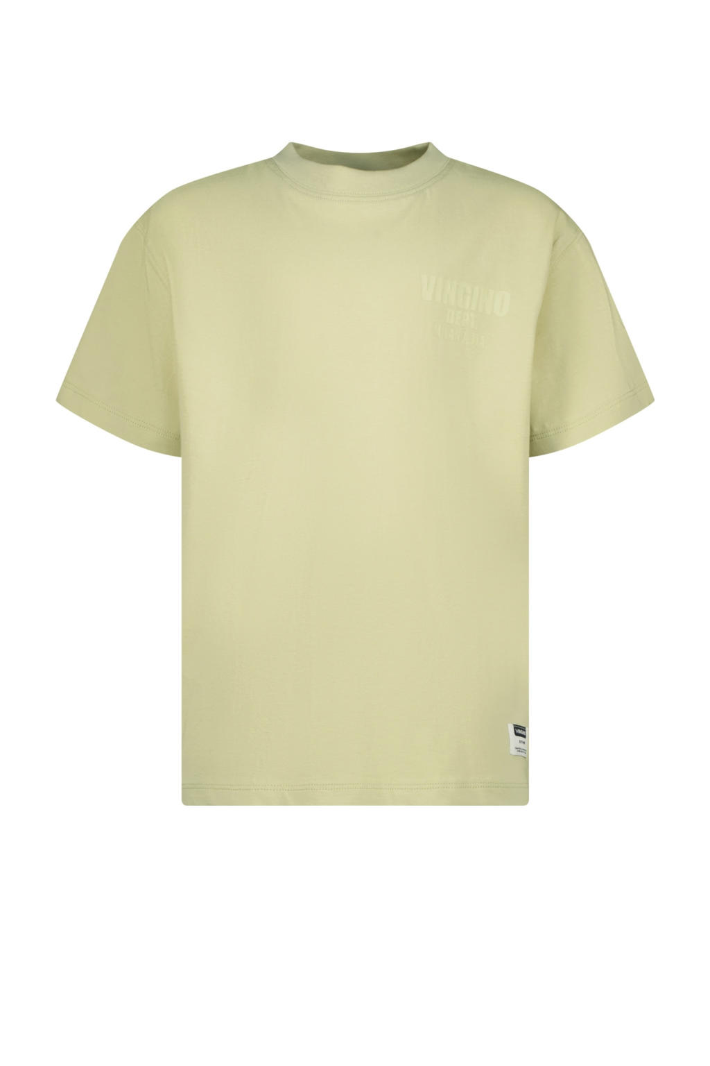Beige jongens Vingino T-shirt van katoen met logo dessin, korte mouwen en ronde hals