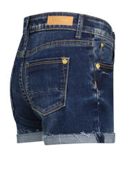thumbnail: Dark blue denim meisjes Vingino regular fit short van katoen met high waist en effen