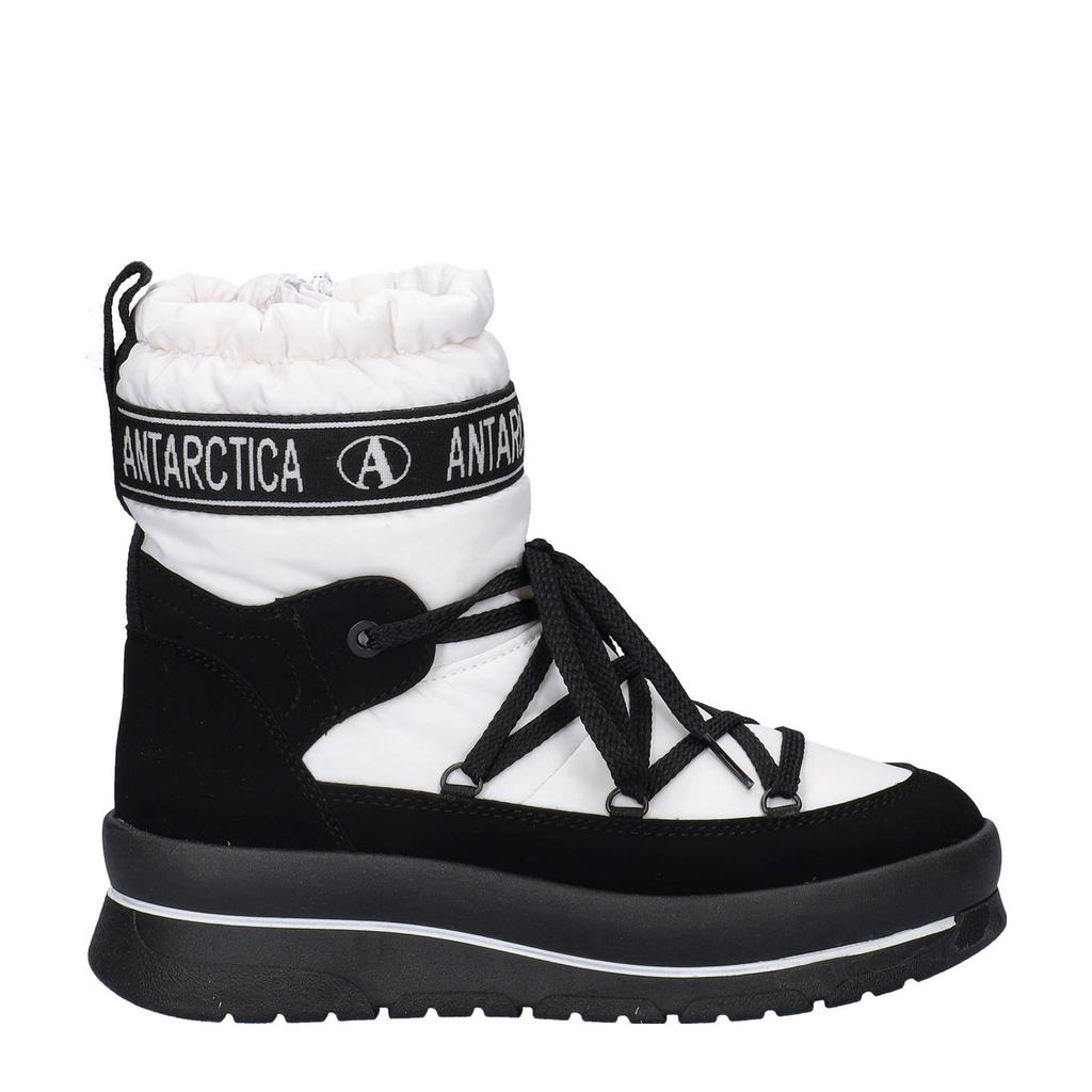 Wit en zwarte dames Antarctica snowboots van suèdine en nylon met trekkoorden