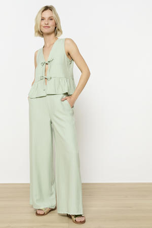 wide leg high waist pantalon mintgroen