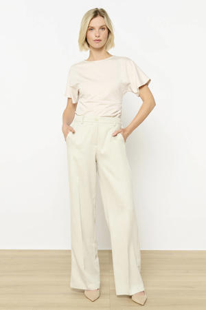 wide leg high waist pantalon ecru