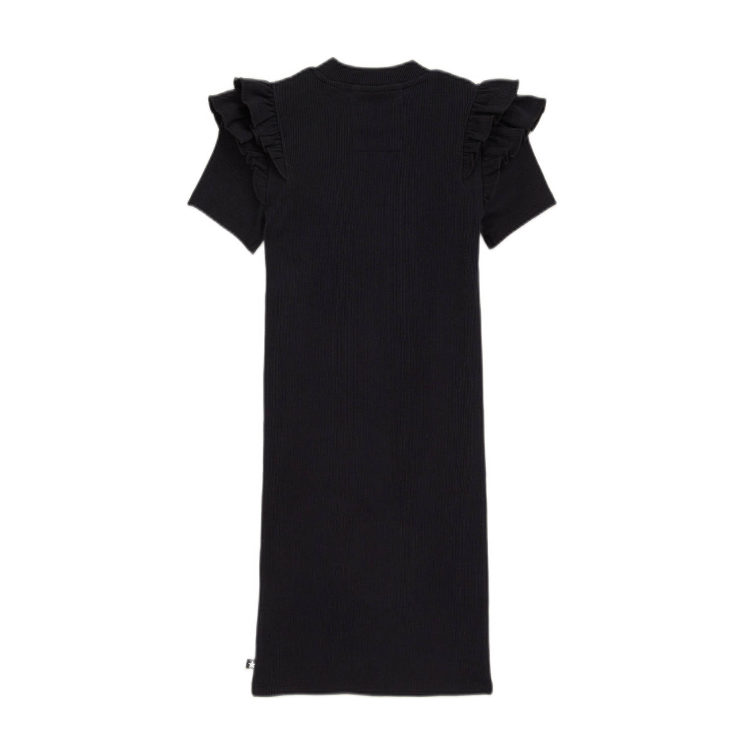 WE Fashion korte jurk rib gebreid zwart