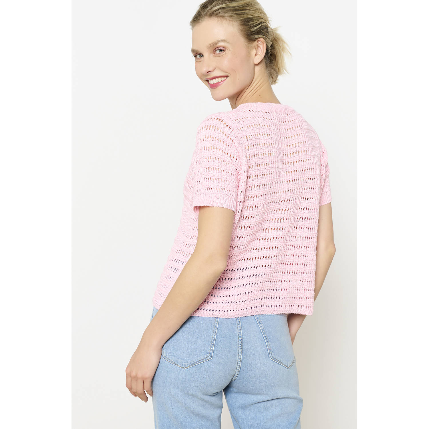 LOLALIZA top lichtroze crochet