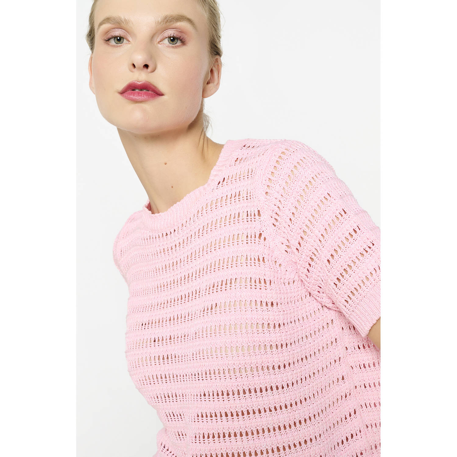 LOLALIZA top lichtroze crochet