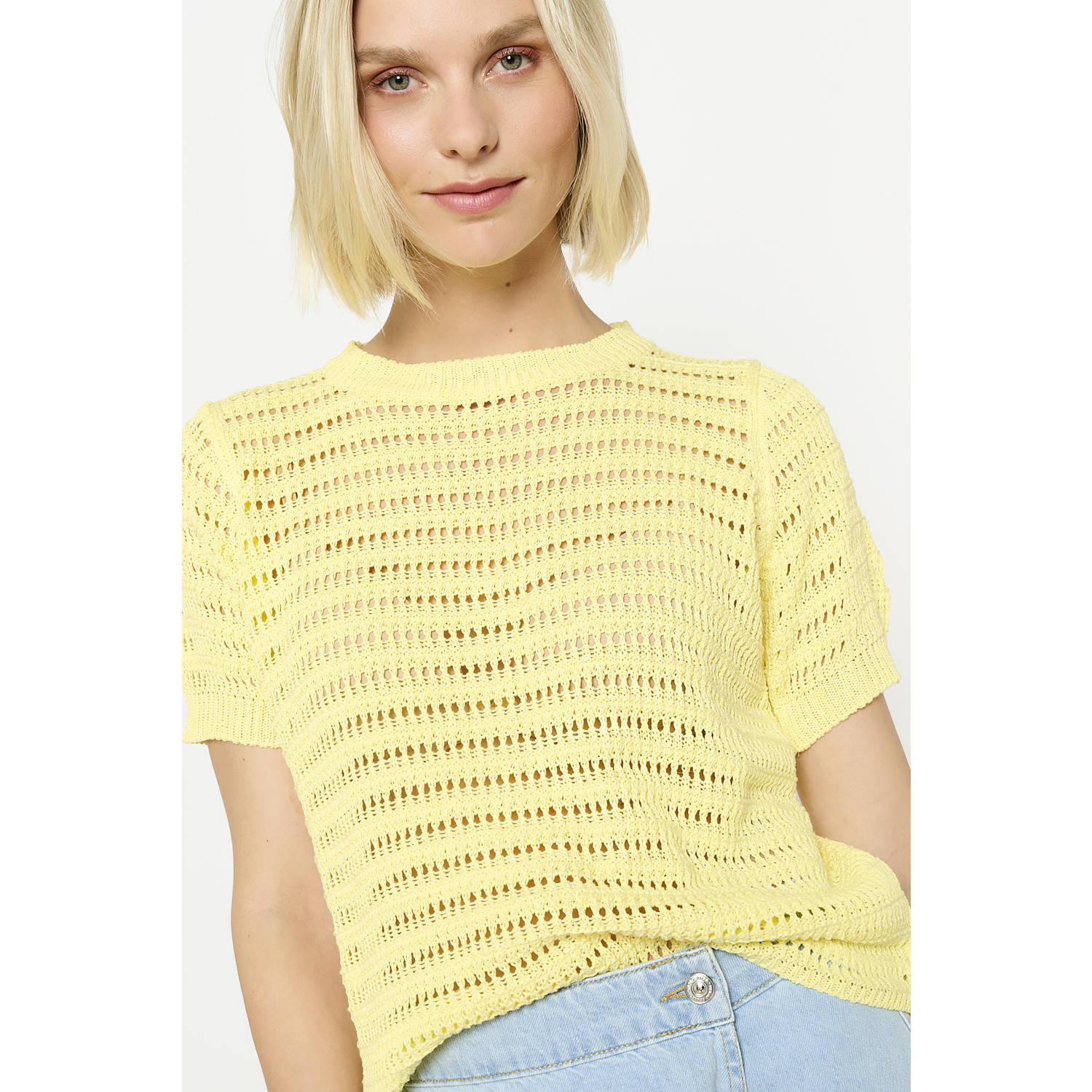 LOLALIZA top lichtgeel crochet