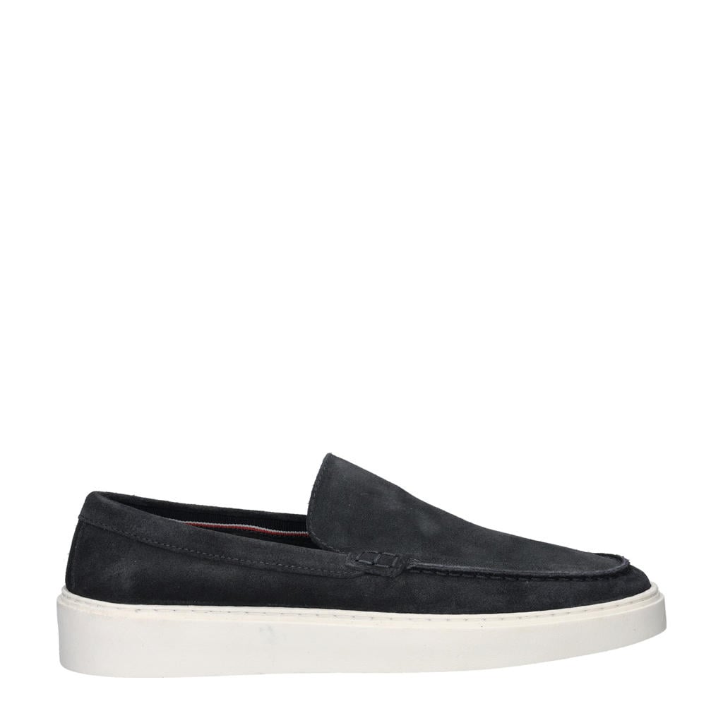 Donkerblauwe heren Nelson suède loafers