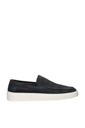 suède loafers donkerblauw
