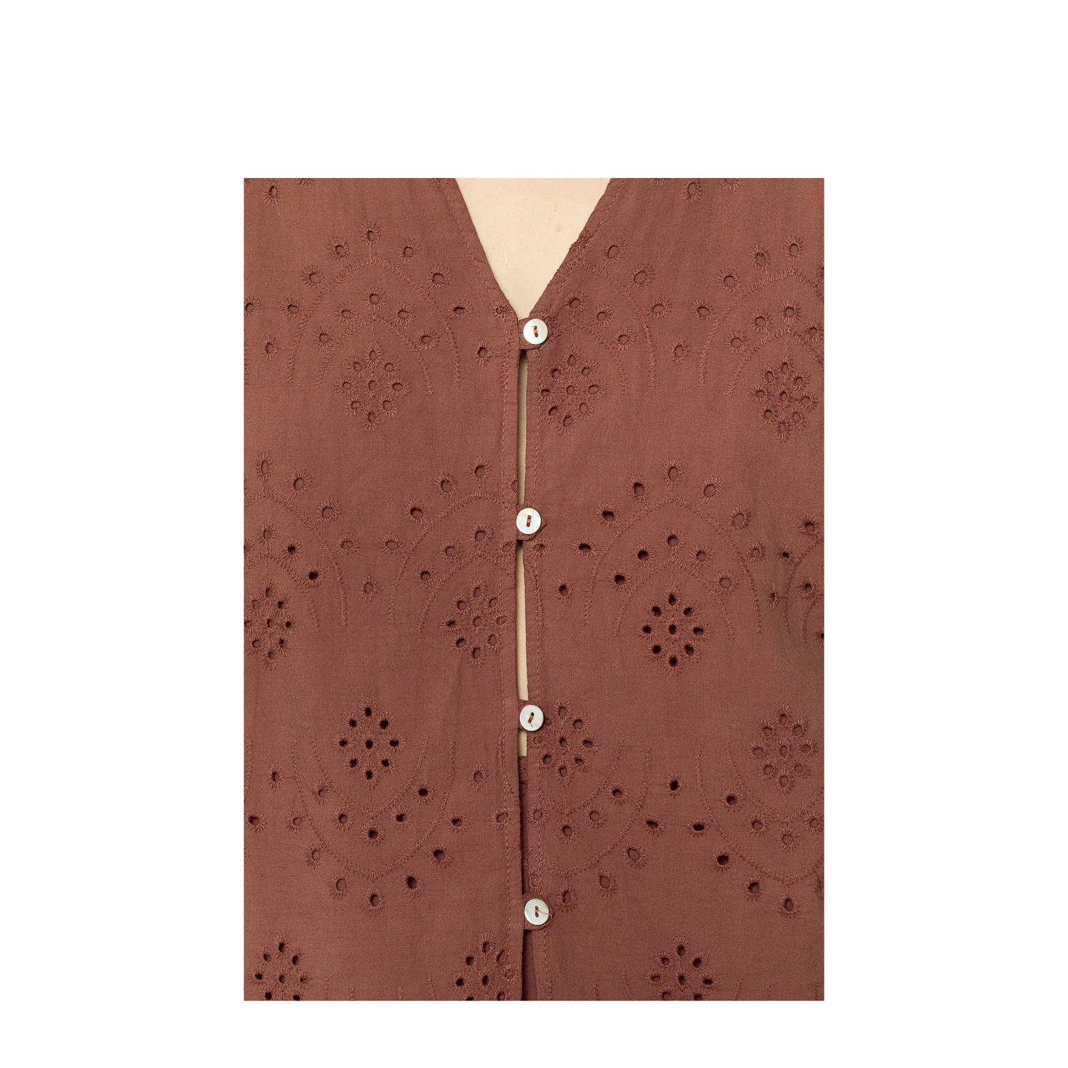 LOLALIZA mouwloze top terra broderie