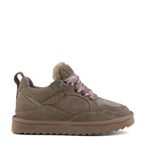 gevoerde suède veterboots taupe