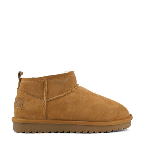 Colors of California gevoerde suède enkelboots cognac afbeelding