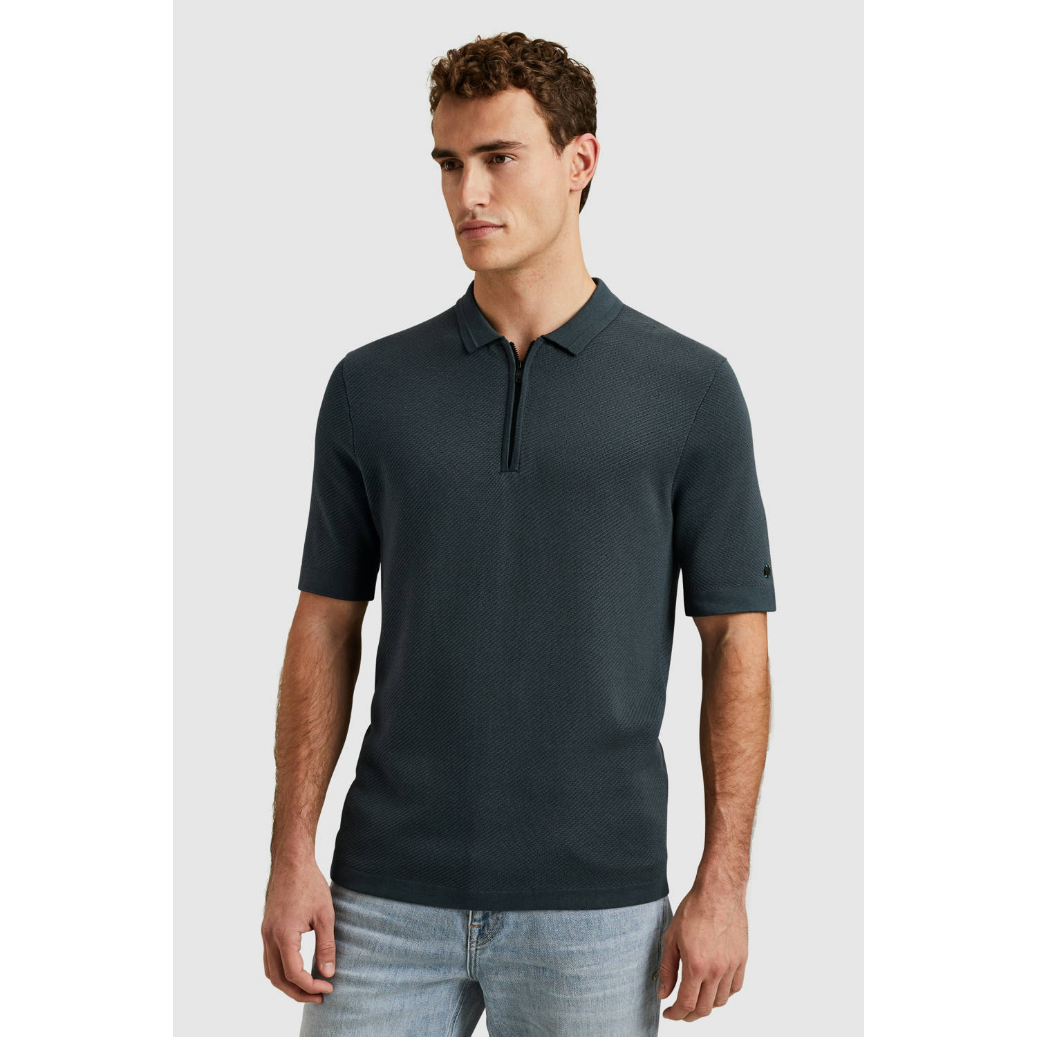 CAST IRON Heren Polo's & T-shirts Short Sleeve Polo Regular Fit Cotton Modal Blauw
