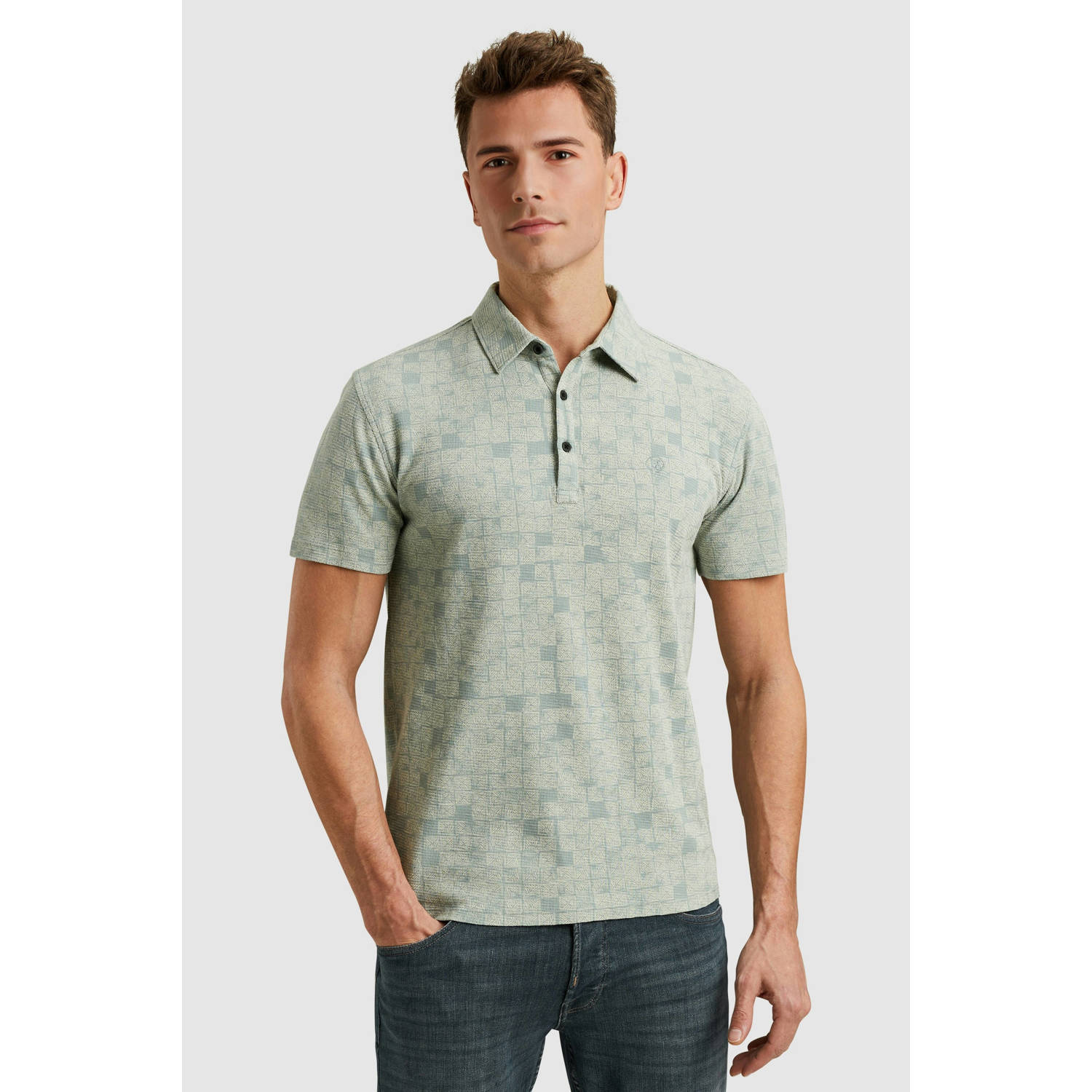 Cast Iron regular polo grijsgroen