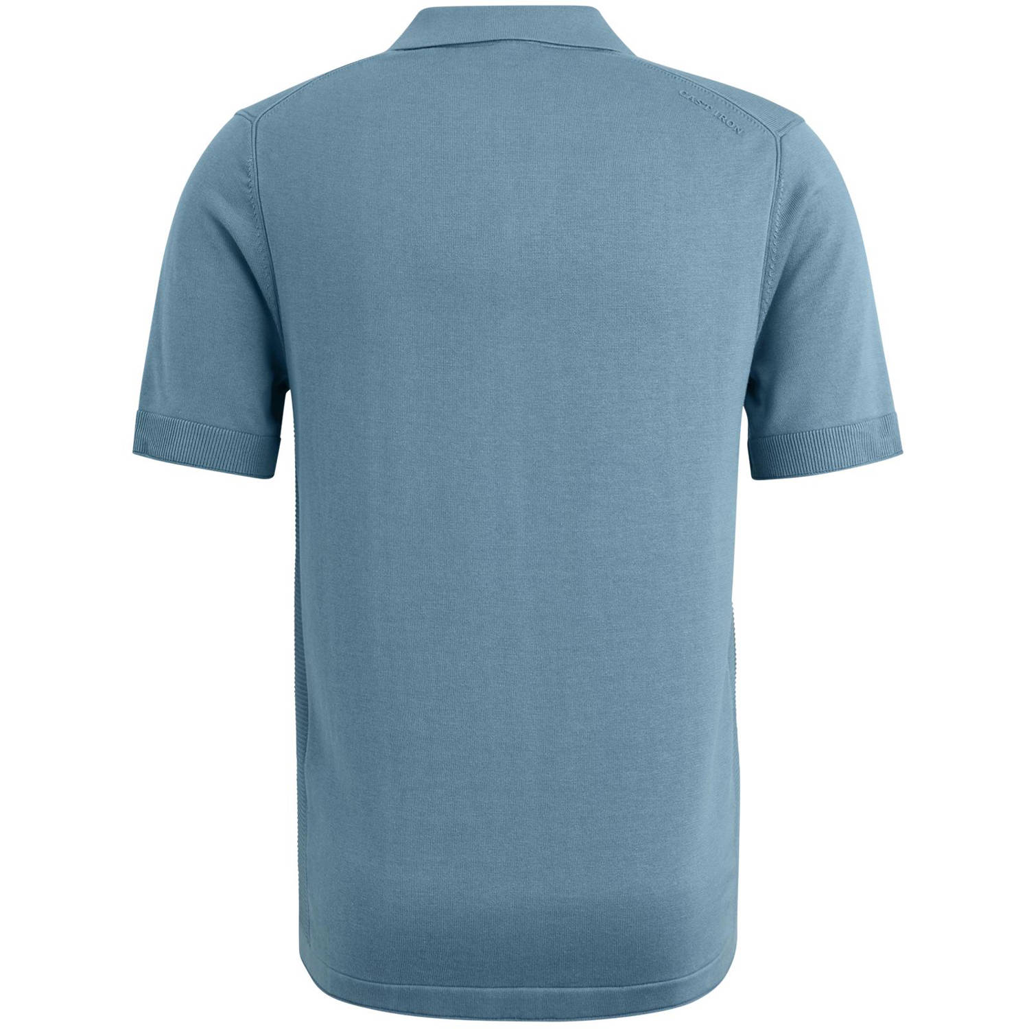 Cast Iron regular polo fijn gebreid blauw
