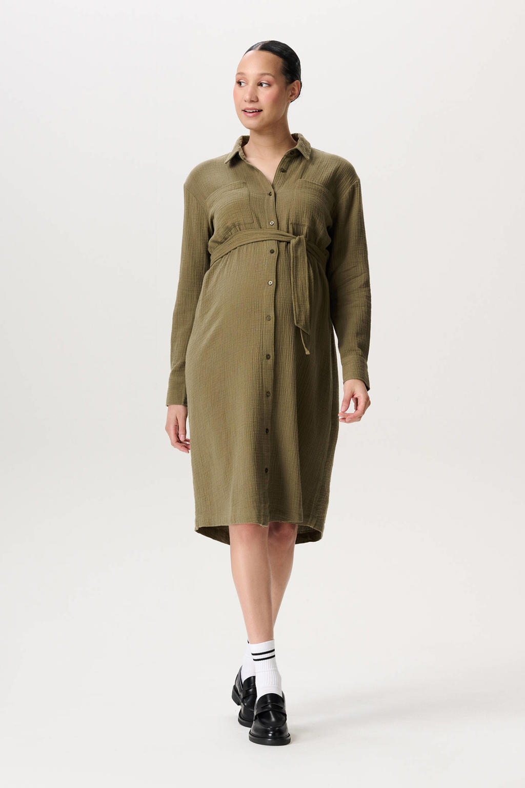 Noppies maternity zwangerschaps blousejurk olijfgroen