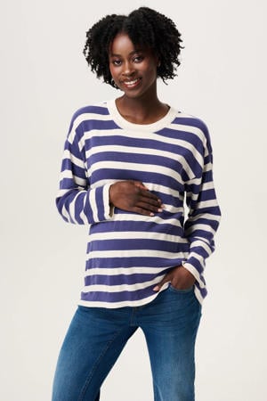 zwangerschaps gestreepte longsleeve blauw