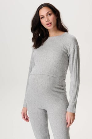 zwangerschaps cropped top grijs fijn gebreid