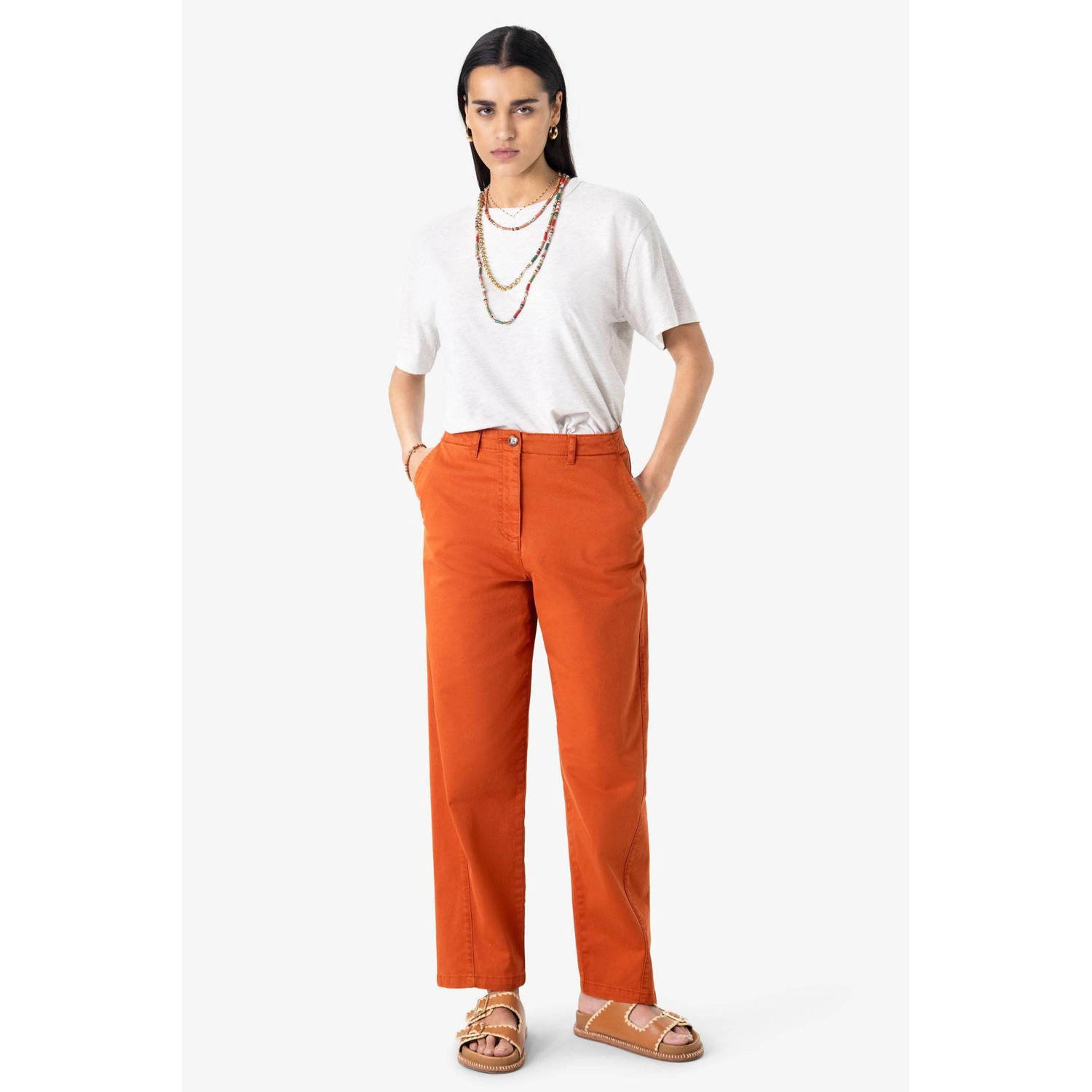 Sissy-Boy denim straight regular waist broek donker oranje
