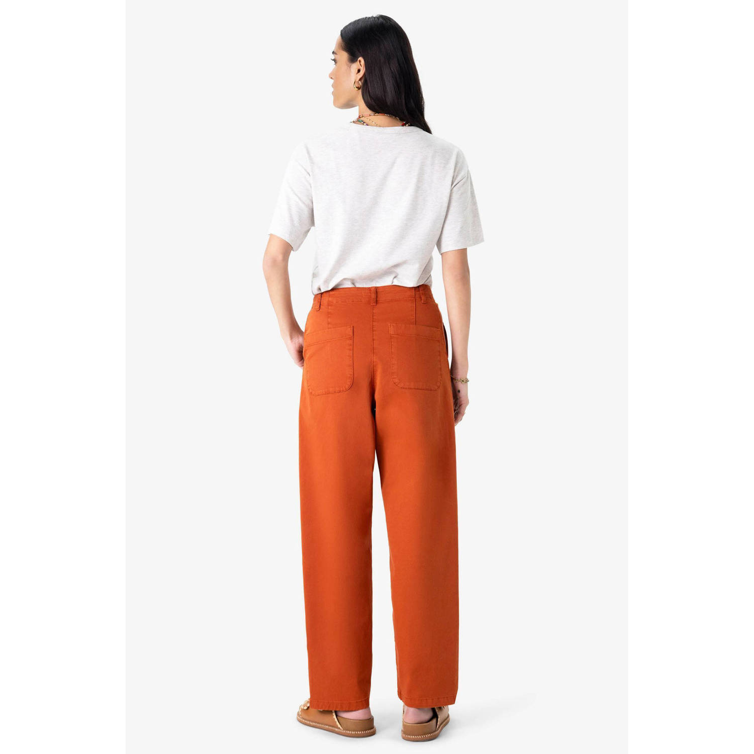 Sissy-Boy denim straight regular waist broek donker oranje