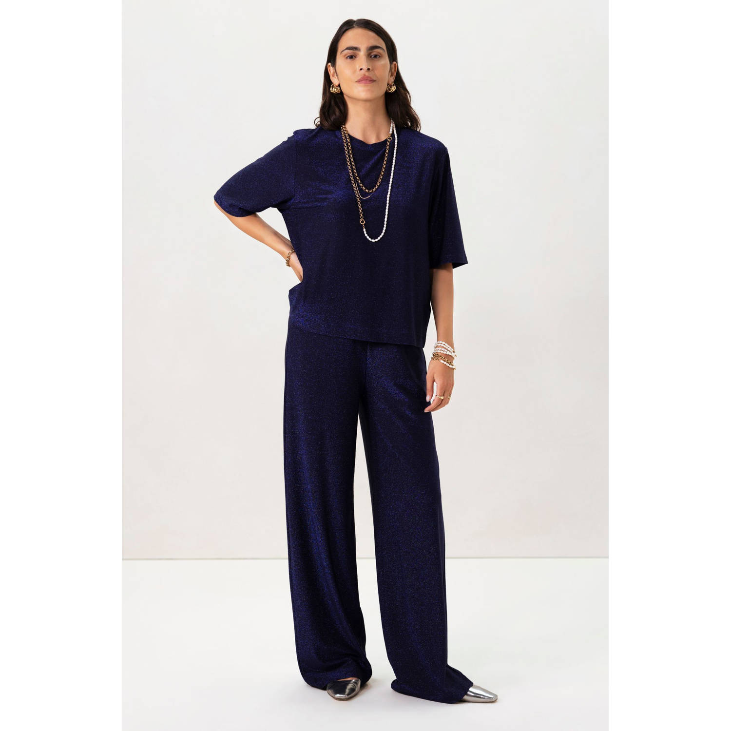 Sissy-Boy broek met lurex donkerblauw