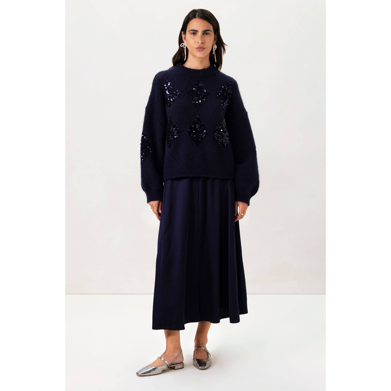 Sissy-Boy gebreide trui donkerblauw met pailletten