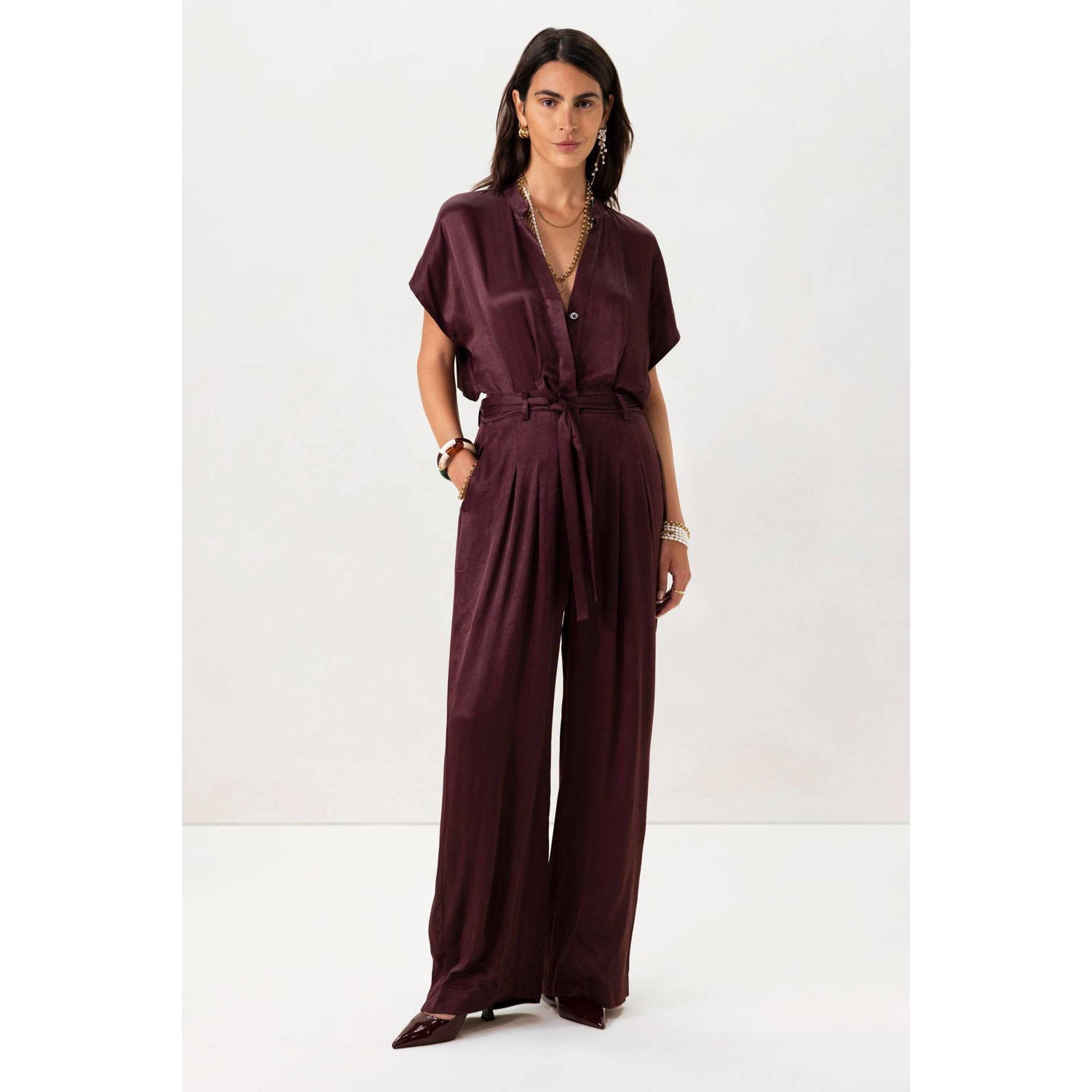 Sissy-Boy donkerbruin wide leg jumpsuit