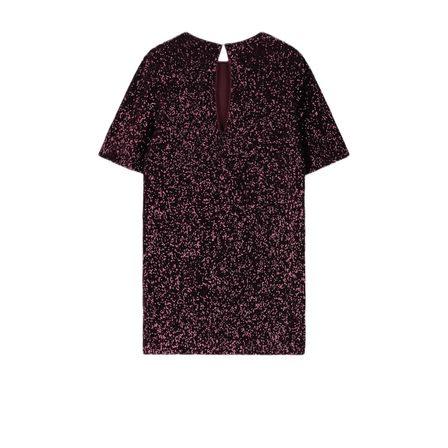 Sissy-Boy t-shirtjurk met pailletten donkerrood