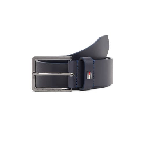 Tommy Hilfiger leren riem Olivier donkerblauw afbeelding