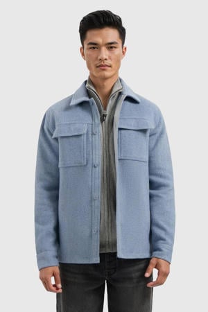 overshirt met wol blauw