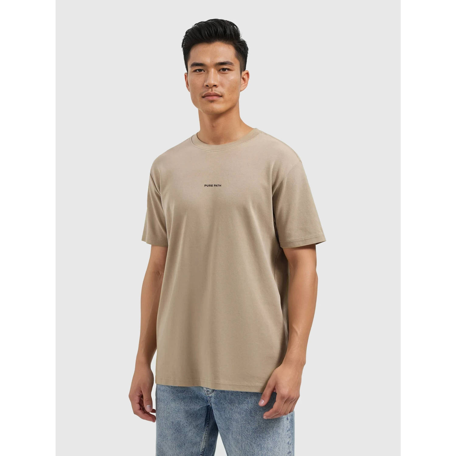 PURE PATH Heren Polo's & T-shirts Regular Fit T-shirts Beige